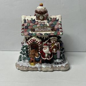 Fitz & Floyd Candy Lane Gingerbread Musical Santa's Railroad Station House